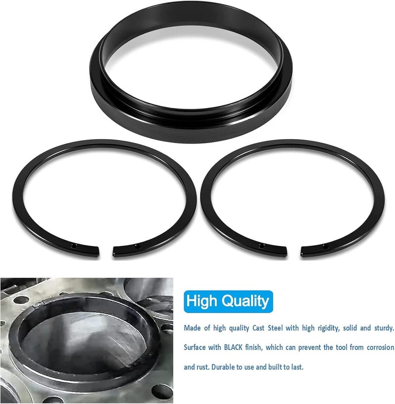YMT Anti-Polishing Rings & Piston Ring Compressor Adapter Tool Fits for Cummins ISX 5299448 5299447 5299339 Alt Remover & Installer Kit for PT-7040 - Image 4